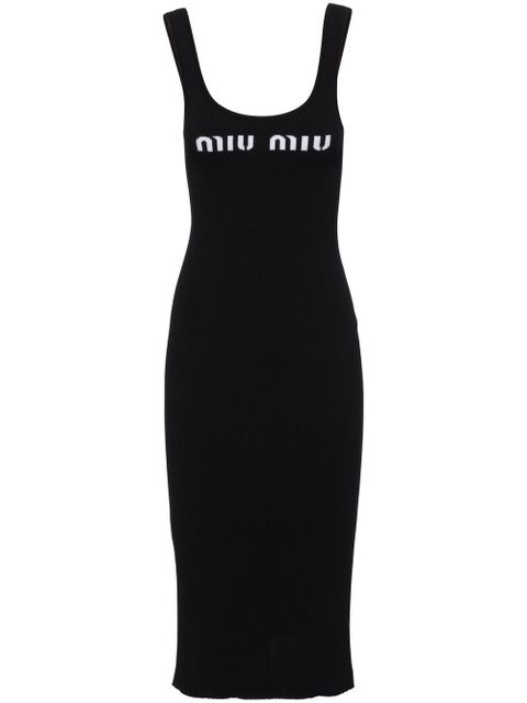 Miu Miu logo-print open-back dress - Black - zdjęcie produktu nr 1