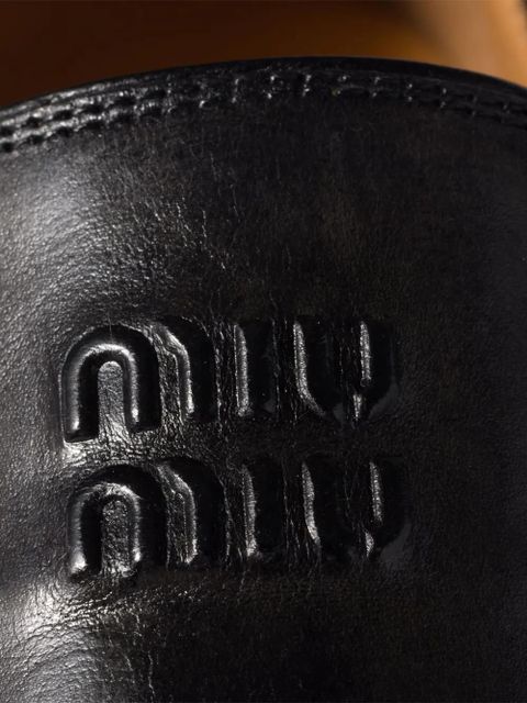 Miu Miu embossed-logo leather loafers - Black