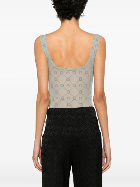 Marine Serre Moonogram flocked tulle bodysuit - Grey