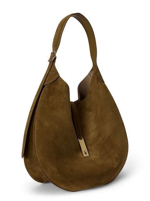 Polo Ralph Lauren torebka zamszowa kolor brązowy 428922881