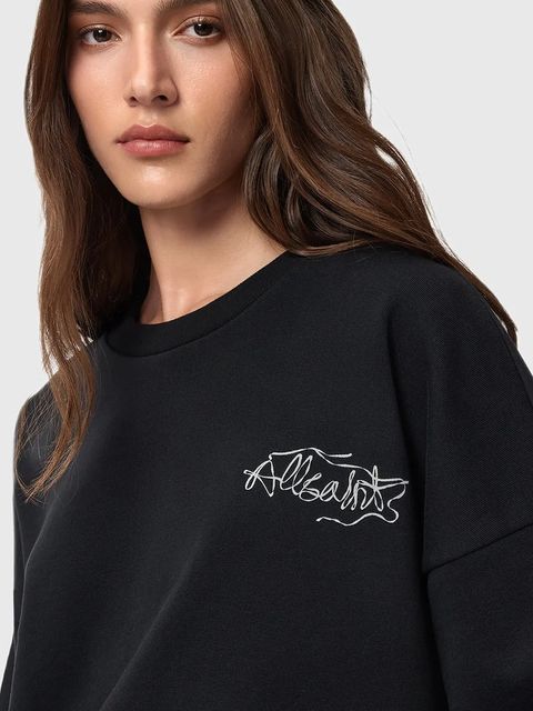 AllSaints bluza bawełniana REEL damska kolor czarny wzorzysta W020JD