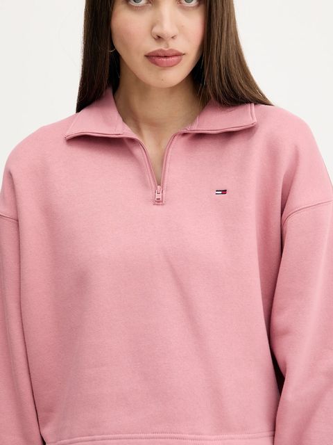Tommy Jeans bluza damska kolor różowy gładka DW0DW20946
