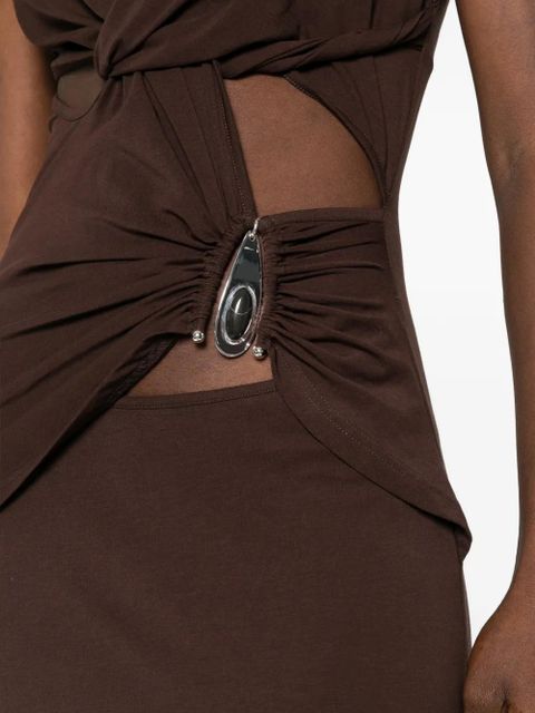 Christopher Esber crystal-pendant twisted maxi dress - Brown