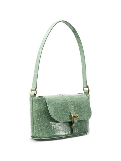 BY FAR Miranda croco-embossed leather shoulder bag - Green