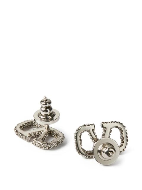 Valentino Garavani Vlogo Signature earrings in metal and Swarovski® crystals - Silver - zdjęcie produktu nr 2
