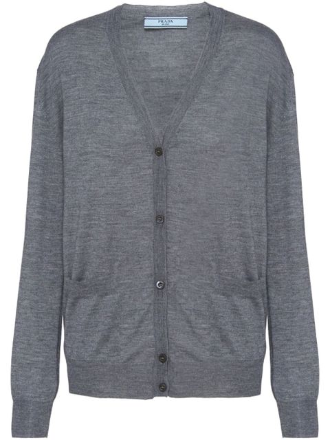 Prada V-neck wool-cashmere cardigan - Grey - zdjęcie produktu nr 1