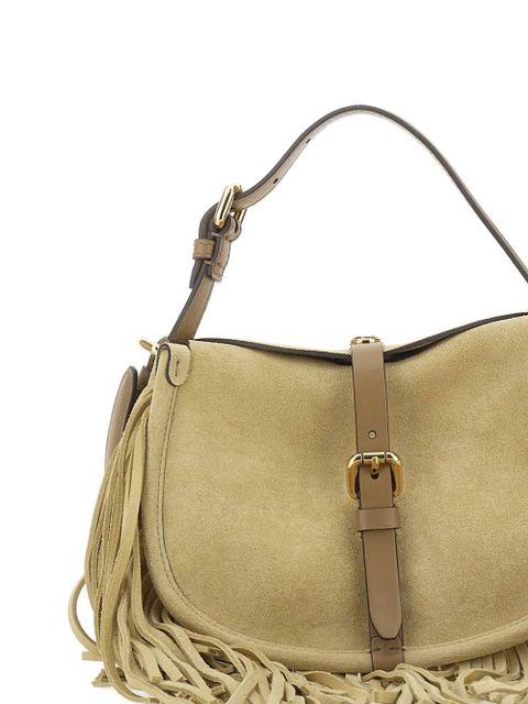 ETRO Pony fringe-design buckle-detail leather shoulder bag - Neutrals