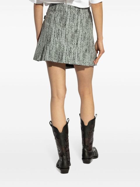 GANNI tweed wrap mini skirt - Grey