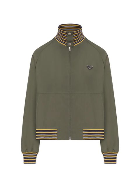 Prada triangular-logo striped-detail bomber jacket - Green - zdjęcie produktu nr 1