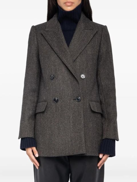 Zadig&Voltaire herringbone double-breasted coat - Brown