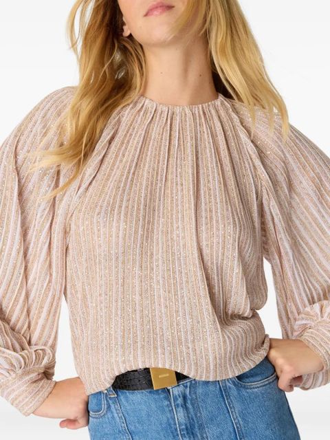 Missoni striped-pattern gathered-neckline blouse - Neutrals