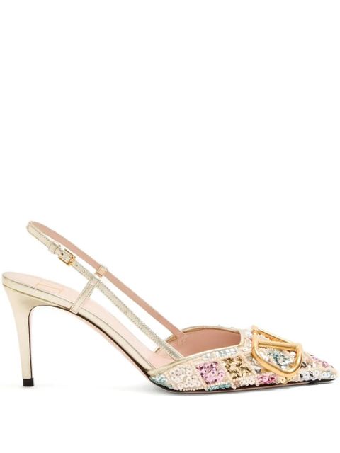 Valentino Garavani 80mm sequin-embellished slingback pumps - Neutrals - zdjęcie produktu nr 1
