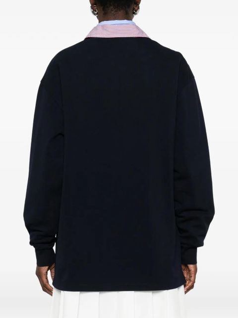 Miu Miu striped-collar polo top - Blue