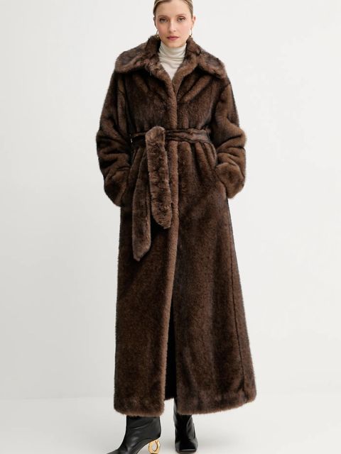 Twinset płaszcz kolor brązowy 252AT2190 - zdjęcie produktu nr 1