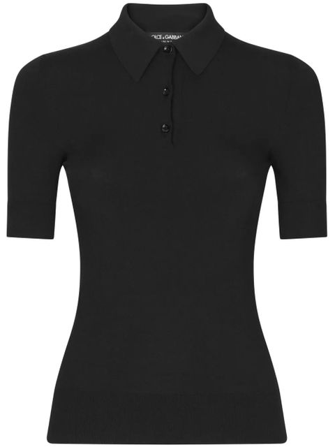 Dolce & Gabbana short-sleeve fine-knit polo shirt - Black - zdjęcie produktu nr 1