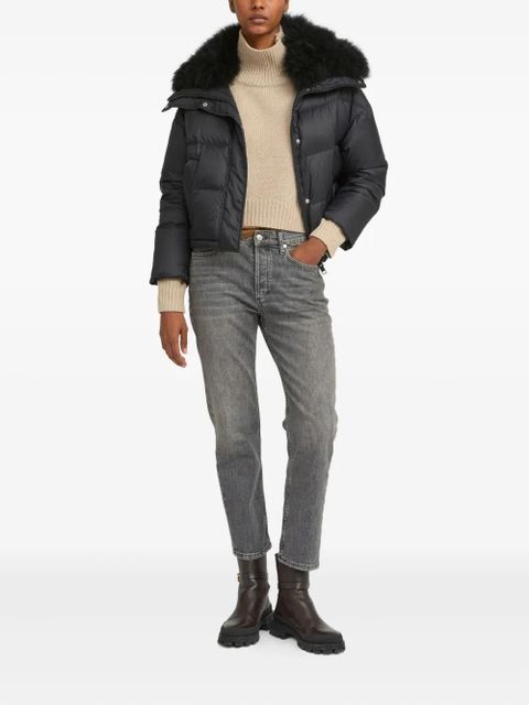 Yves Salomon lambsherling-trim puffer jacket - Black