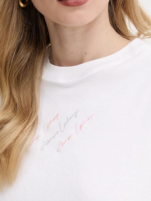 Armani Exchange sukienka bawełniana kolor biały mini prosta XW000378 AF10354