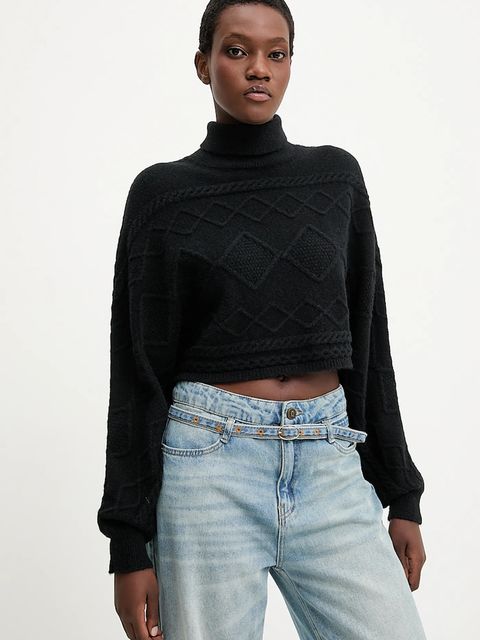 Answear.LAB sweter z kaszmirem damski kolor czarny ciepły z golfem