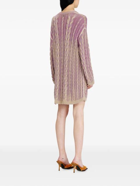 Diesel cable-knit V-neck mini dress - Purple