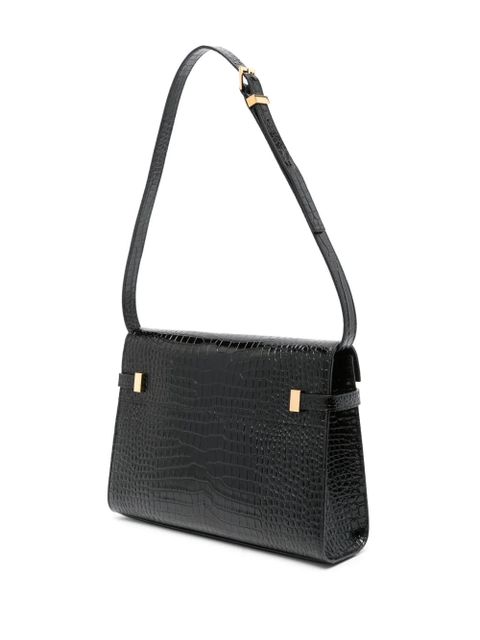 Saint Laurent Manhattan crocodile-embossed shoulder bag - Black