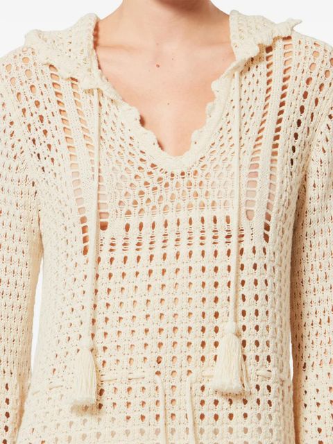 MARANT ÉTOILE ZELNIE hooded tassel mini dress - Neutrals