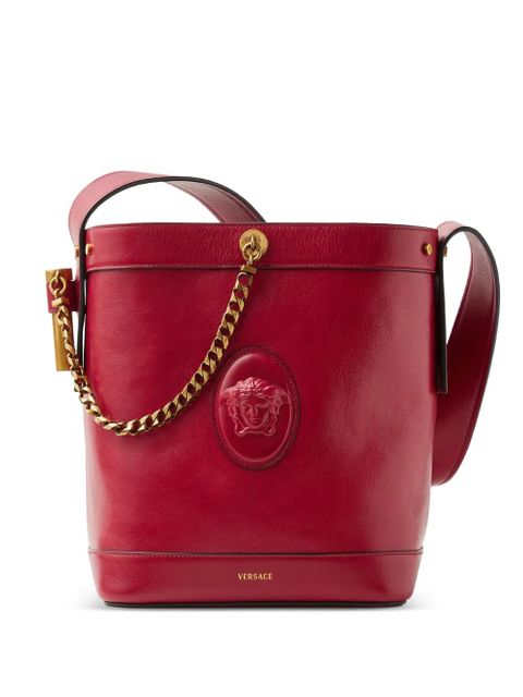 Versace Pivot small leather bucket bag - Red - zdjęcie produktu nr 1