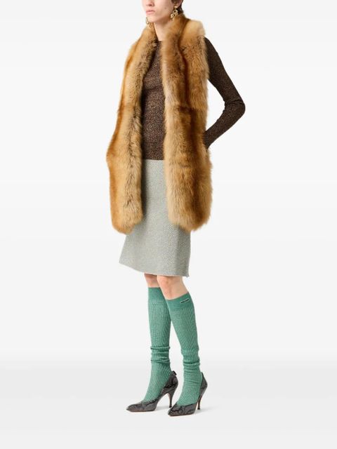 Miu Miu lamé crew-neck sweater - Brown