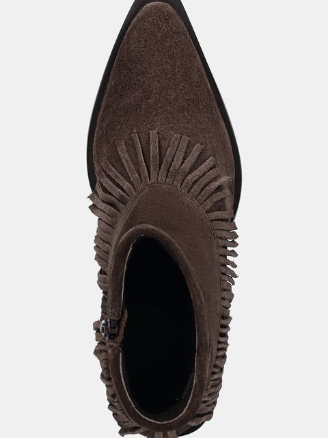 Answear.LAB kowbojki zamszowe kolor brązowy na słupku