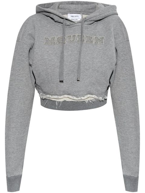 Alexander McQueen logo-embroidered hoodie - Grey - zdjęcie produktu nr 1