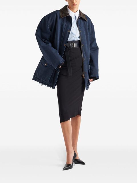 Prada fringed-collar shirt - Blue