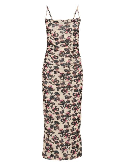 Nanushka floral-print ruched dress - Neutrals - zdjęcie produktu nr 1