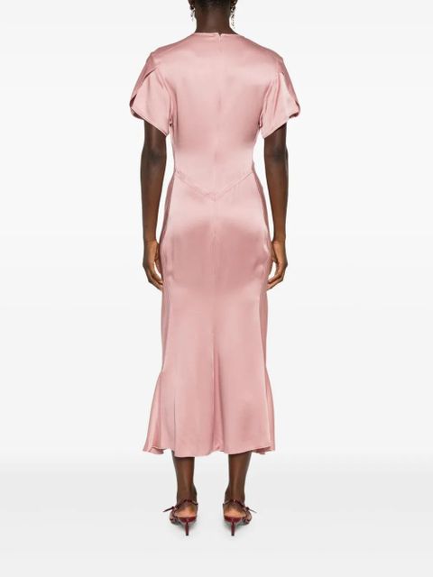 Victoria Beckham V-neck draped midi dress - Pink