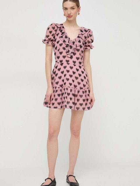 Silvian Heach sukienka kolor różowy mini rozkloszowana