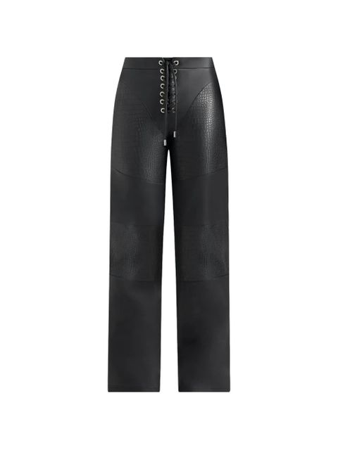 Manière De Voir Seren croc-embossed lace-up trousers - Black - zdjęcie produktu nr 1