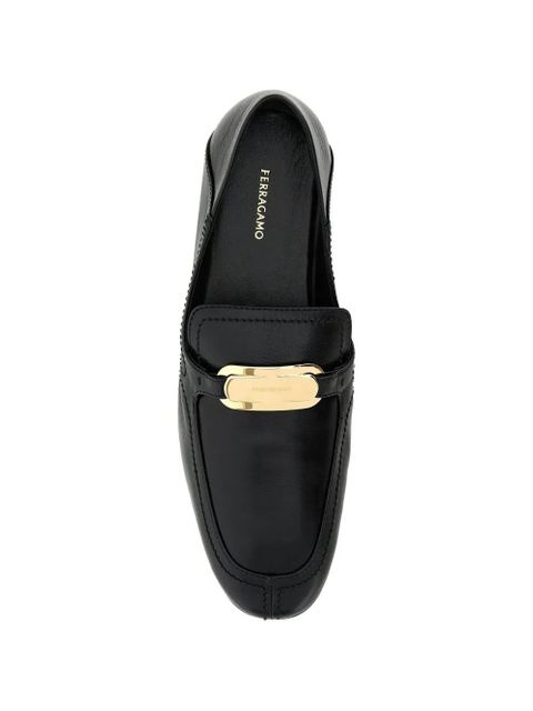 Ferragamo buckle leather loafers - Black