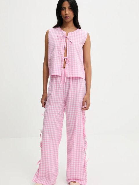 Answear.LAB bluzka bawełniana damska kolor różowy wzorzysta