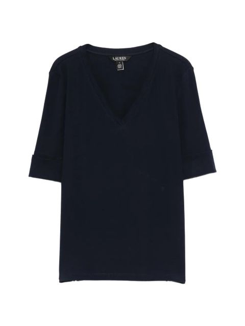Lauren Ralph Lauren cuffed V-neck T-shirt - Blue - zdjęcie produktu nr 1
