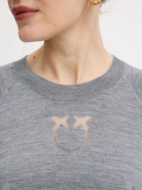 Pinko sweter damski kolor szary lekki 105417 A18M