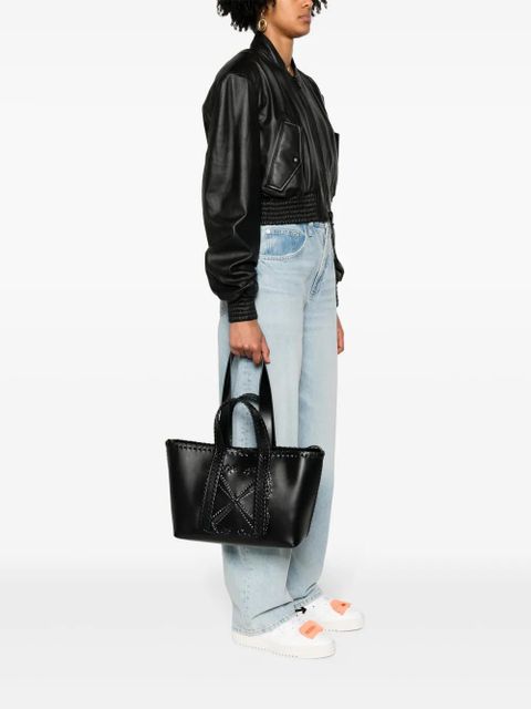 Off-White Arrows-stitch leather tote bag - Black