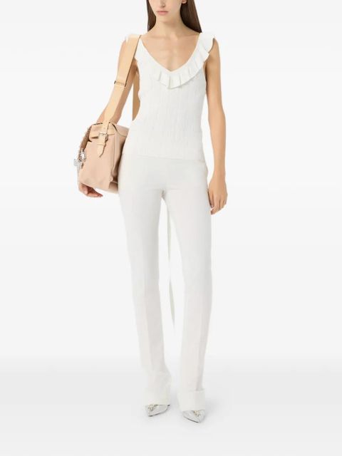 Blumarine ruffled V-neck tank top - White - zdjęcie produktu nr 2