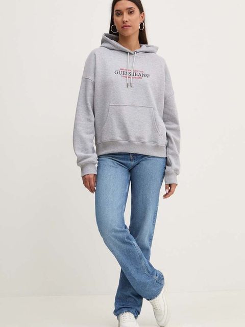Guess Jeans bluza damska kolor szary z kapturem W4YQ15 KC811 - zdjęcie produktu nr 2