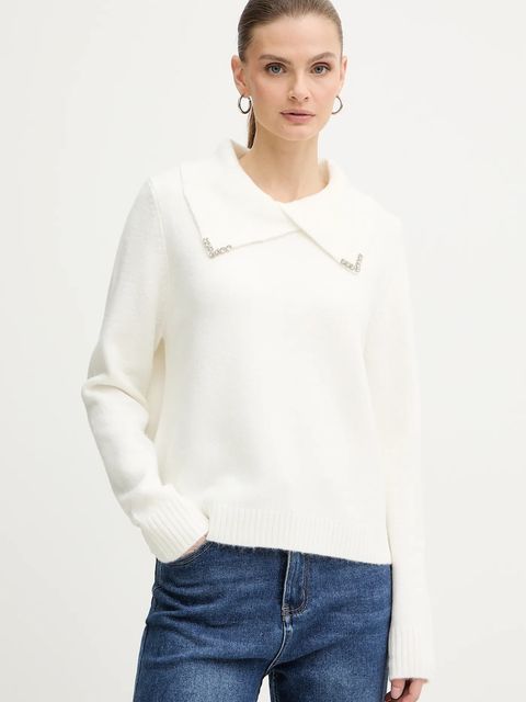 Morgan sweter z domieszką wełny damski kolor beżowy MISTRAL - zdjęcie produktu nr 1