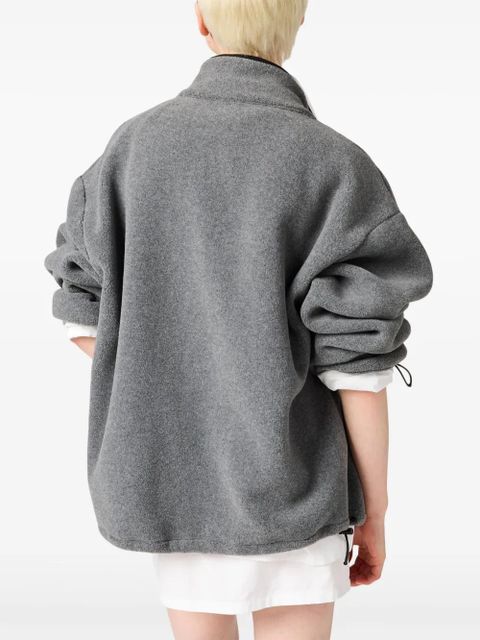 Miu Miu logo-embroidered fleece sweatshirt - Grey