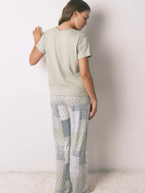 women'secret komplet piżamowy damska kolor zielony 3592473