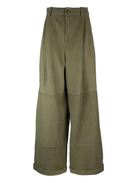 LOEWE suede-panelled culottes - Green - zdjęcie produktu nr 1