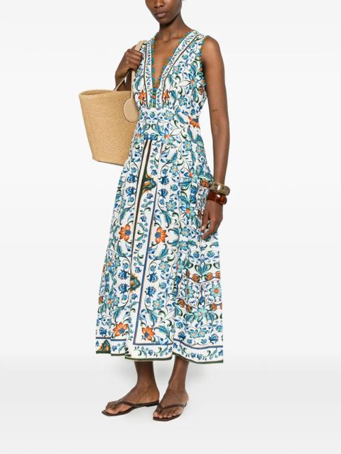 FARM Rio floral-print V-neck midi dress - White - zdjęcie produktu nr 2