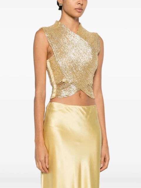 Cult Gaia Haisley beaded crossover top - Gold