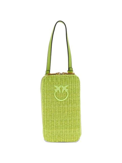 PINKO Love Birds braided raffia smartphone holder - Green - zdjęcie produktu nr 1