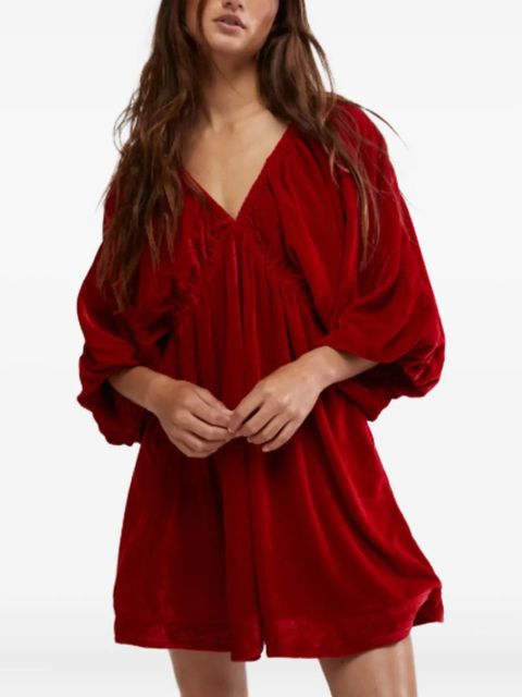 Free People Portia velvet mini dress - Red - zdjęcie produktu nr 1