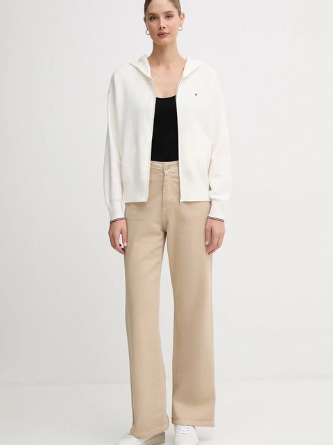 Tommy Hilfiger kardigan damski kolor beżowy lekki WW0WW42018 - zdjęcie produktu nr 2